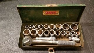 22 - Piece S - K 3/8 " Sae And Metric Socket Set With Case