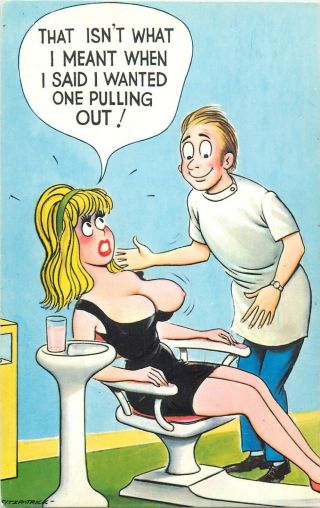 Fitzpatrick Signed Comic Dentist Humour Beauty Caricature Postcard