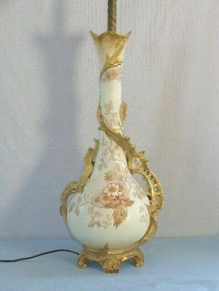 Antique Royal Bonn Franz Anton Mehlem Large Porcelain Vase Light Lamp