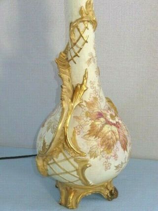 Antique Royal Bonn Franz Anton Mehlem Large Porcelain Vase Light Lamp 5