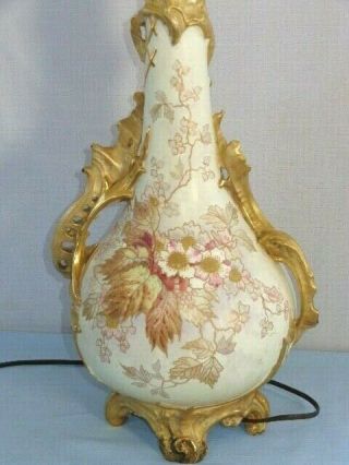 Antique Royal Bonn Franz Anton Mehlem Large Porcelain Vase Light Lamp 6