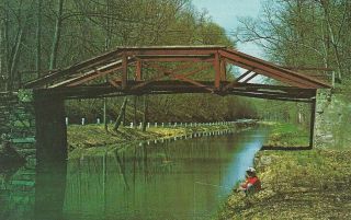 Vintage 1963 Post Card " Delaware Canal Bridge " Bucks County,  Pa.