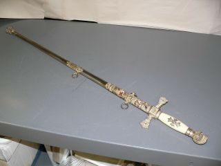 Named Masonic Knights Of Templar Fraternal Sword With Scabbard M.  C.  Lilly & Co.