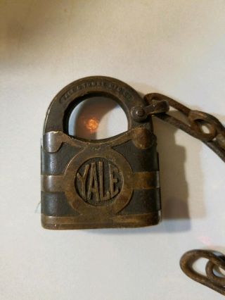 Large Old Brass Antique Yale Y&t Padlock Vintage Lock