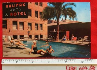 Posted 1956 Hollywood California Ca Roadside Halifax Apartment Hotel Postcard
