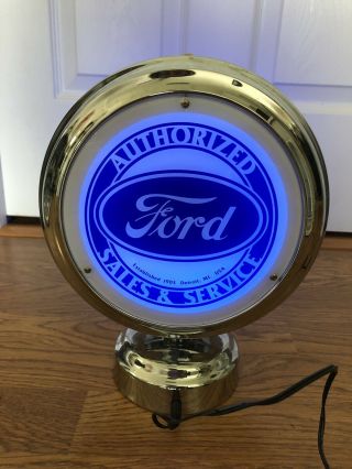 Ford Sales And Service Neon Double Sided Clock Advertising 2