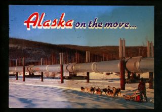 Industry Postcard Oil Alaska Pipeline Ak Husky Dog Sled Team