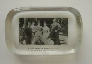Hrh Prince Of Wales And Family (son Of Queen Victoria) Glass Paperweight Abrams