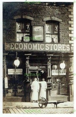 Old Postcard Economic Stores Albert Street Hebden Bridge Yorks Real Photo C.  1910