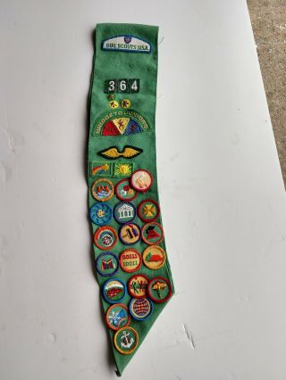 Vintage Girl Scout Sash With Badges And Pins / Wanneeshi Dutchess Girl Scouts