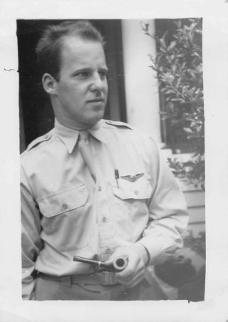 Handsome Pipe Smoking Beefcake Man Wwii Air Force Vintage Gay Int Photo 201