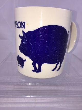 Vintage Taylor Ng 1979 Cochon Pig Piglet Coffee Mug 12 Oz Cobalt Blue Japan