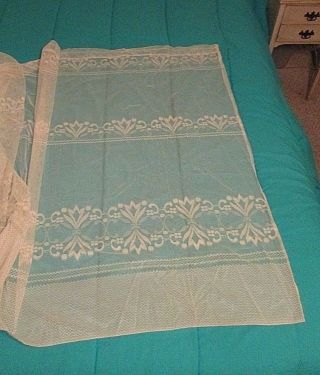 Vintage Mid Century Sheer Curtain Lace Panel 43 " H X 190 " W (5)