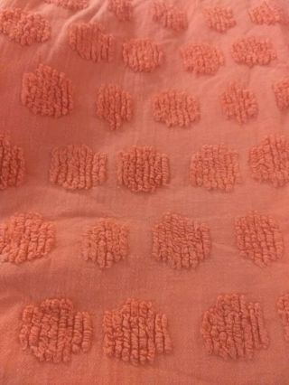 Vintage Pinkish Peach Chenille Bedspread Popcorn Circles 100 Cotton 100 " X 80 "