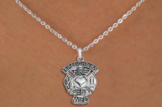 Firefighter Wife Maltese Cross With Heart Charm Necklace
