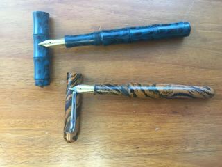 2 Ranga Ebonite Fountain Pens Model 4c - Ef And Large Bamboo - F