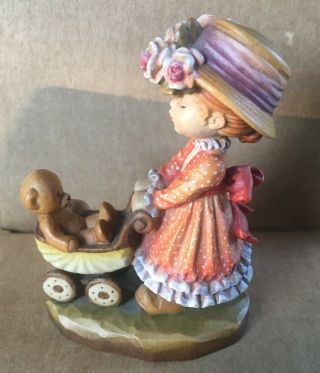 Anri - Sarah Kay “little Nanny” Girl Figurine 4” Hand Carved Wood Italy