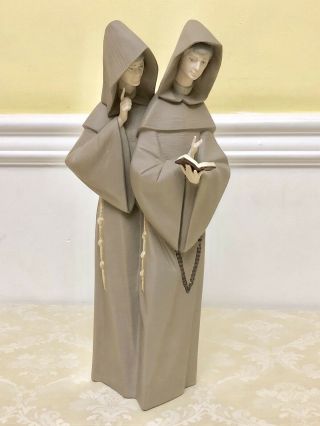 Lladro Figurine Two Monks In Prayer (approx.  14 3/4 Inches Tall,  Matte Finish)