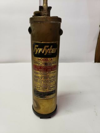Vintage Brass Model " A " Fyr - Fyter Fire Extinguisher