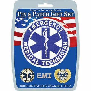 Emt Emergency Medical Technician Lapel Pin Badge And Embroidered Patch Gift Set