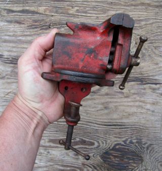 Vintage Like A Stanley Clamp On Bench Vise W/ Anvil And Swivel Base 2 - 1/2 " Jaws