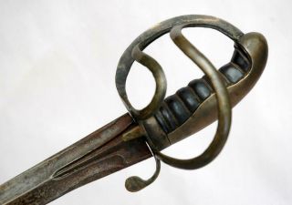 Antique Indonesian Parang Knife - Style Of Dutch Military Sword Brass Hand Guard