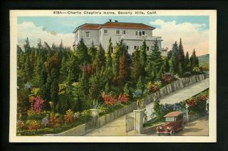 Famous People Postcard Charlie Chaplin Home Beverly Hills,  California Ca Cinema