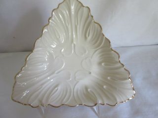 Lenox Triangle 3 Corner Ivory With Gold Trim Candy Dish 7.  5 " Across