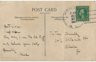 Vintage Postcard Highland Falls NC Addressed to US Politician Tom Connally 2