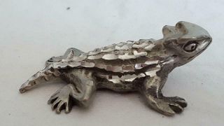 Vintage Hand Crafted Signed Miniature Pewter Bearded Dragon Lizard Figurine 2 "