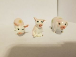 Vintage Miniature Bone China Animals Pigs Set Of 3