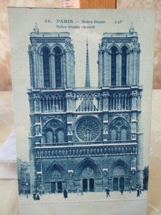 Vintage Postcard,  Paris,  Notre Dame,  C.  1910,  Cyanotype,  Unposted
