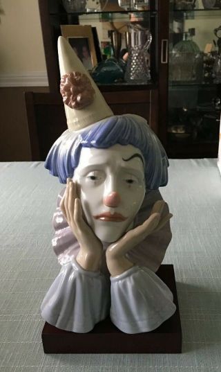 Lladro Jester/Clown/MimeBust Head Figurine with Base 5129 - 8