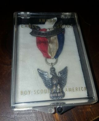 Vintage Sterling Silver Boy Scout Eagle Award Plastic Display Case 1960 