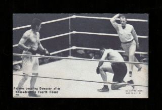 Orig.  1920s Boxing Exhibit Card Jack Dempsey V Gene Tunney Referee Count
