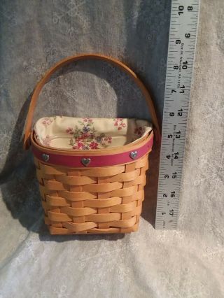 Longaberger Basket Small Wall Hanging 8” With Liner And Insert Sweet Hearts