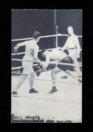 Orig.  1920s Boxing Exhibit Card Jack Dempsey V Gene Tunney In - Action,  Referee