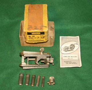 Antique Stanley No.  59 Vintage Dowel Jig W/box & Cutters Cutting Wood Inv Cc02