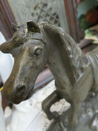 Vintage Cast Pot Metal Horse Figurine Statue Green Felt bottom 7