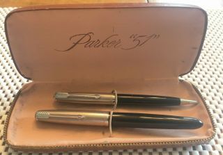 Parker 51 Aerometric Demi Fountain Pen And Pencil Set In Case