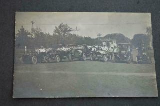 Vintage Photo Postcard 1910s Brass Cars Model T Ford Buick Hupmobile 963027
