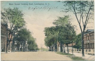 Vintage Postcard Lexington Main Street Looking East Sc South Carolina