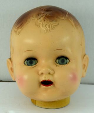 Vintage Baby Doll Head Sleepy Eyes Scary Spooky Bisque? 7 " With Neck Piece B - 139