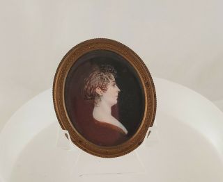 Antique 18th C French Woman Silhouette By De Varnay Miniature Portrait
