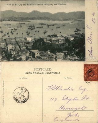 1907 View Of The City And The Harbor Between Hong Kong And Kowloon Postcard