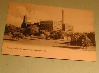 1912 " Bureau Of Engraving And Printing " Washington,  Dc Postcard