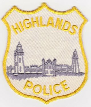 Nj Police Patch - Highlands Police Nj - Very Old White Style