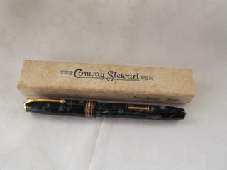 VINTAGE CONWAY STEWART NO.  58 LEVER FILL FOUNTAIN PEN BLUE MARBLED 5 1/4 