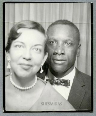 571 Black & White In The Photobooth,  African American Man,  Woman,  Vintage Photo