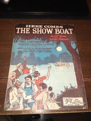 Rare 1927 Here Comes The Showboat Early Black Americana Song Sheet
